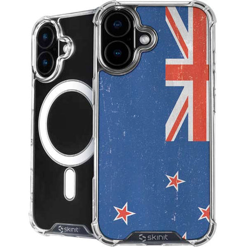 New Zealand Flag Distressed iPhone 16 Plus MagSafe Case